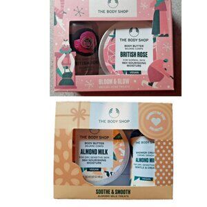Set of 2-The Body Shop Almond Milk & British Rose Body Butter and Gel